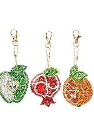 Набор брелков для алмазной мозаики  фрукты 5шт br29