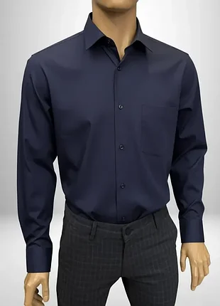 Рубашка классическая мужская однотонная la querre синяя, sor0038