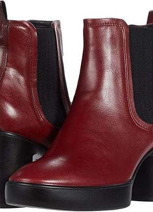 Бордовые кожаные ботильоны