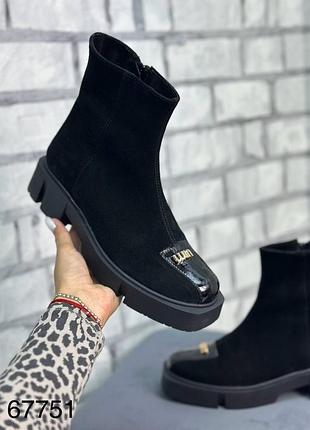 Женские ботинки полусапожки натуральная замша замшевые осень демисезон