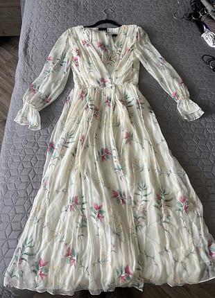 Коктейльна сукня з 100% натурального шовку з поясом, ua бренд, s