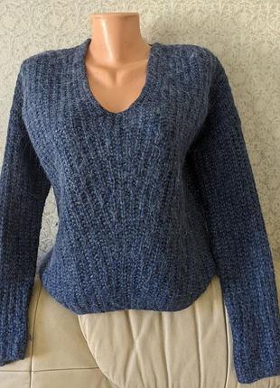 Свитер женский rosa rubino шерстяной из альпаки оверсайз синий теплый джемпер кофта размер l