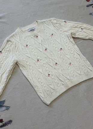 Теплий светр з вишивкою квітів 🌸