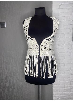 Оригінальна жилетка безрукавка з бахромою, one size
