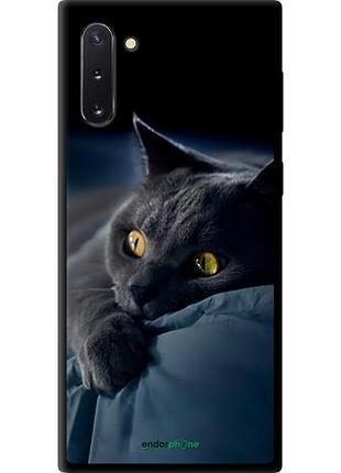 Чехол tpu на samsung galaxy note 10 димчастий кіт