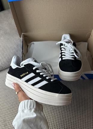 Adidas gazelle bold black white premium