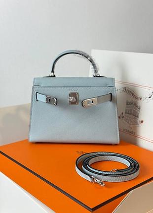 Сумка женская кожаная голубая маленькая келли 19 см