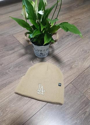 Оригинальная мужская шапка 47 brend los angeles бежевого цвета