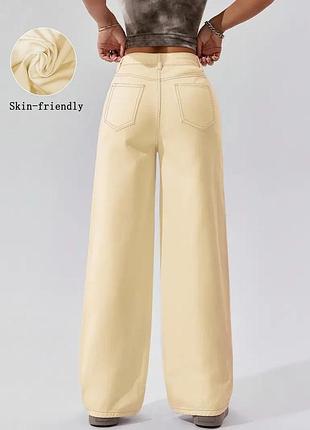 Женские джинсы, палаццо, биж, стрейч, xl-2xl