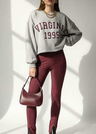 Жіночий світшот сірий укорочений oversize reserved, розмір m