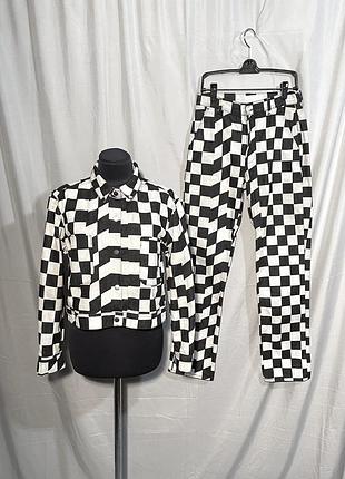 Джинсовий костюм у клітинку від keji, розмір 38(м),36(с)