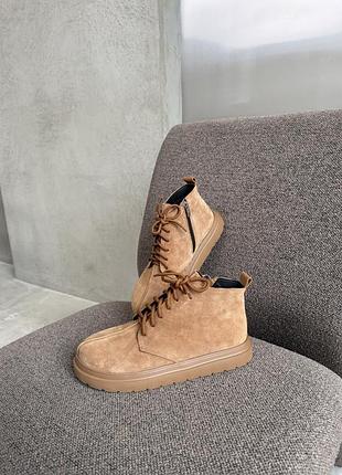 Трендовые кожаные замшевые ботинки сапожки ботинки из натуральной кожи и замши 🖤🤎🖤