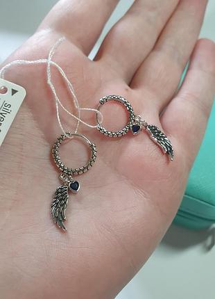 Серебряные серьги крылья проба 925 2