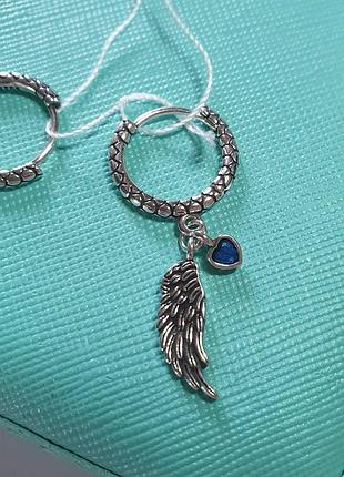 Серебряные серьги крылья проба 925 3