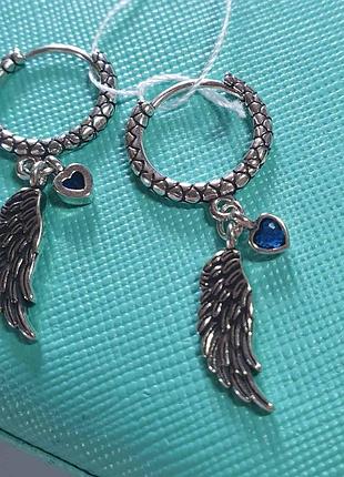 Серебряные серьги крылья проба 925 5