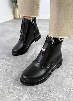 Черевики з натуральної шкіри чорні зимові жіночі