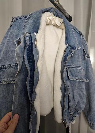 Джинсова куртка, куртка джинс oversized на теплій підкладці 6