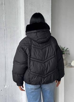 Черный женский пуховик, зимняя женская куртка дута