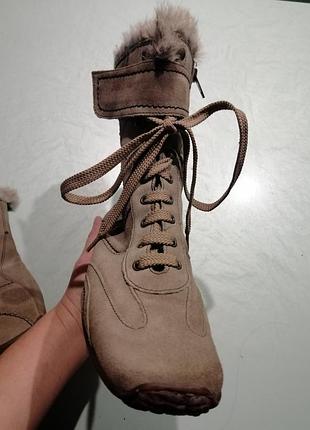 Ботинки женские замша, бежевый цвет