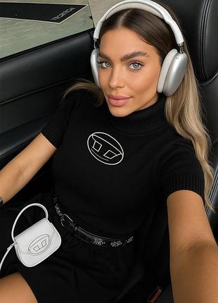 Diesel womens turtleneck tops rare logo style black стильний, чорний, жіночий гольф з логотипом, дізель