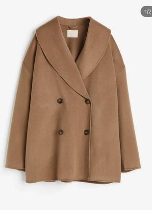 Пальто двобортне, h&m коричневе оверсайз