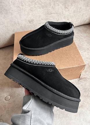 Женские угги ugg tasman tazz slipper black platform черного цвета платформа