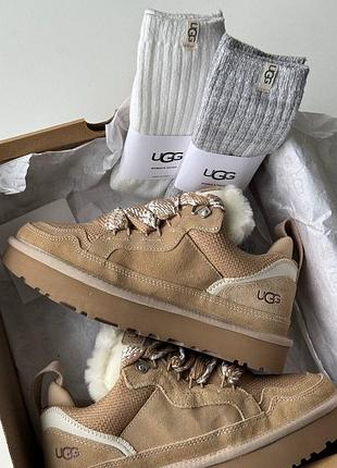 Женские угги ugg lowmel sneaker beige бежевого цвета