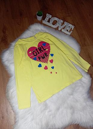 Желтый реглан с сердечками на 9-10 лет