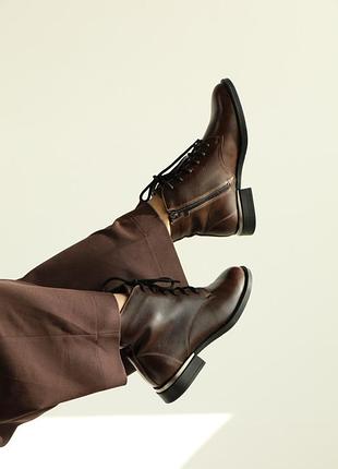 Кожаные коричневые ботинки на шнуровке осень/весна,р-ры 36-41,5