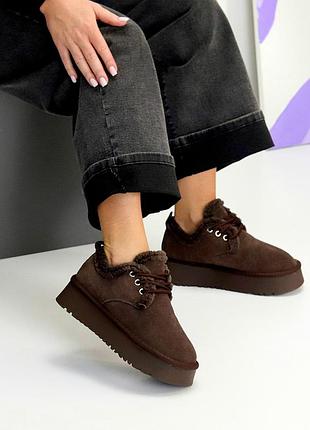 Sale элегантные женские коричневые угги зимние теплые на меху зима