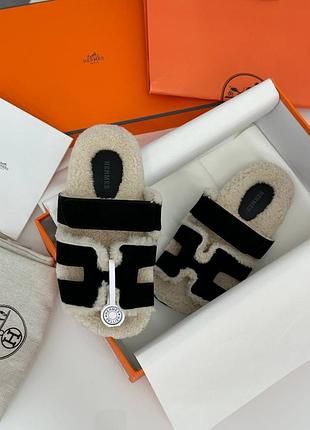 Шипры эрме мех-замш черные