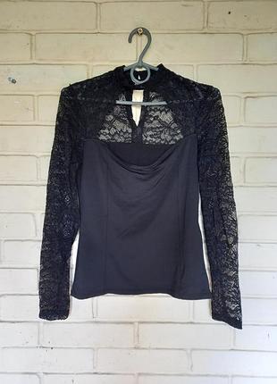 Кружевной лонгслив водолазка размер s