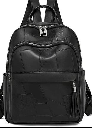 Чорний жіночий рюкзак з штучної шкіри, рюкзак pu, жіночий міський рюкзак