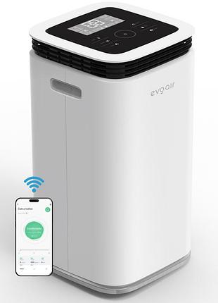 Осушувач повітря evoair 30 м² flexidry 12 smart, осушення 12л/24 год, резервуар 2.2 л, іонізація повітря, дистанційне керування