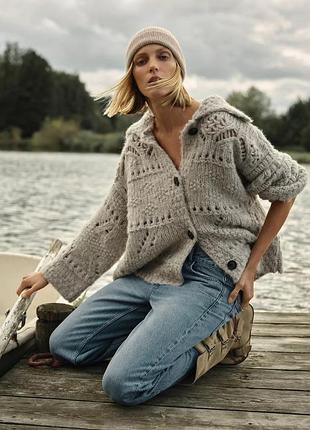 Кардиган жіночий з коміром сірий zara new