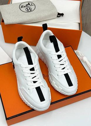 Белые кожаные кроссовки брендовые эрме