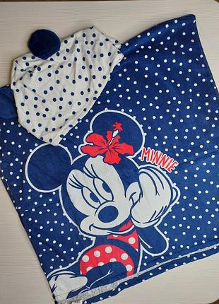 Пончо махровий рушник, минни, пончо с капюшоном полотенце детское minni махровое пляжное полотенце