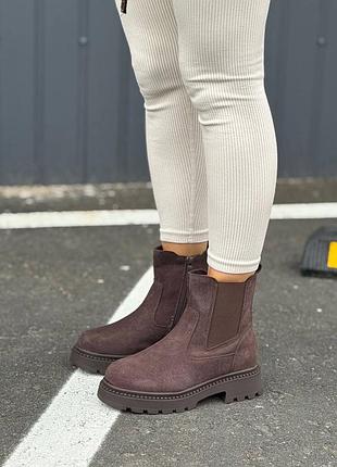 ❄️ жіночі черевики коричневі дуже стильні зимові  ❄️
