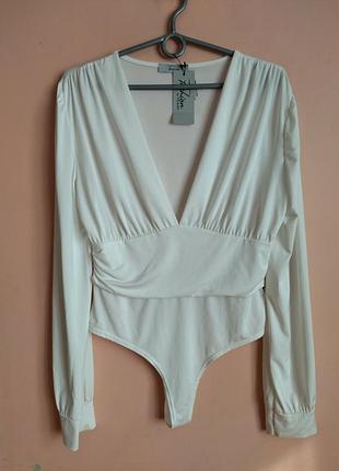 Біле боді з довгим рукавом