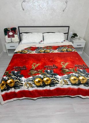 Плед флис и эко овчина (200*230, новогодний)