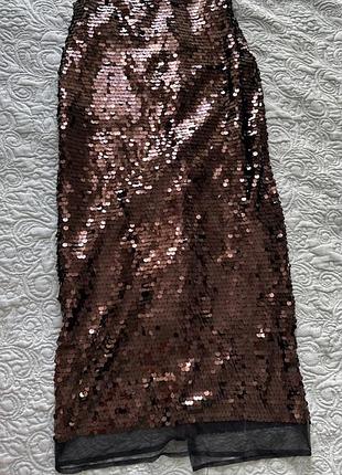 Спідниця в паєтку коричнева