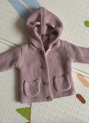 Дитяча вʼязана кофта для малюка 0-2 місяця