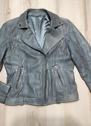 Косуха кожаная, натуральная женская кожанка, куртка-косуха с состаренным эффектом на м-л