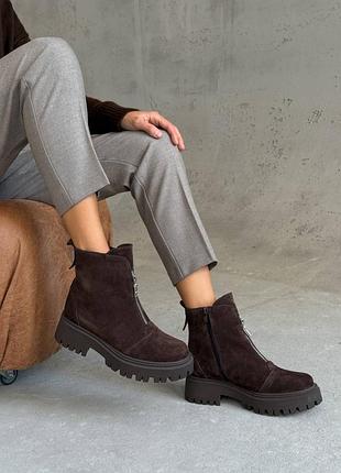 Черевики жіночі коричневі натуральний замш