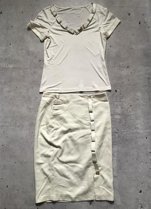 Жіночий костюм спідниця футболка молочний di mare