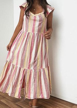 Платье сарафан летний в полоску котоновый женский papaya m