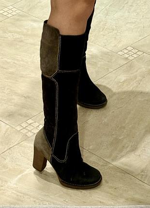 Чоботи зимові respect замш на каблуку
