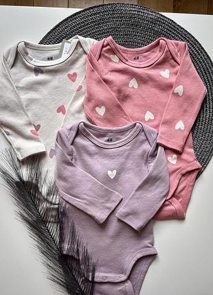 Боді на довгий рукав дівчинці , боді h&m на дівчинку 1-2 , 12-18 м