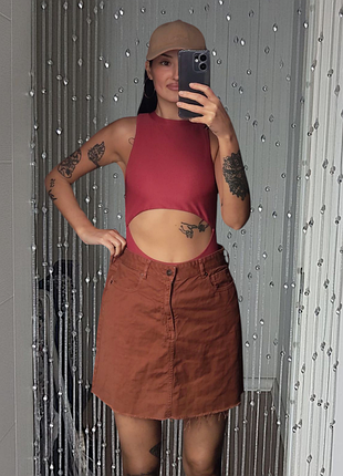 Джинсовая мини юбка с бахромой f&amp;f 12/л/48