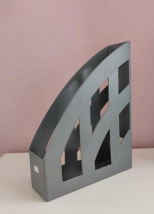 Органайзер для паперів, документів  папок, вертикальний, стійкий із сірого пластику